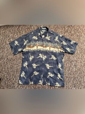 Campia Moda Men’s Short Sleeve Hawaiian Golf Print Floral Vacation Shirt Size L